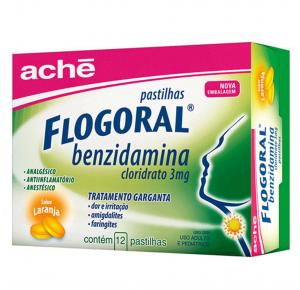 Flogoral Benzidamina Pastilhas Sabor Laranja Com 12 Pastilhas 