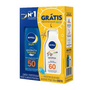 Kit Protetor Solar Corporal Nivea Protect & Hidrata FPS50 200ml + Sensitive Kids FPS60 100ml