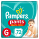 Fralda Pampers Pants Giga Ajuste Total Tamanho G com 72 Unidades