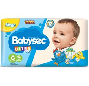 Fralda Babysec Ultrasec Galinha Pintadinha, G, 34 Unidades