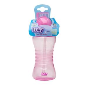 Copo Lolly Clean Canudo 300Ml Rosa 