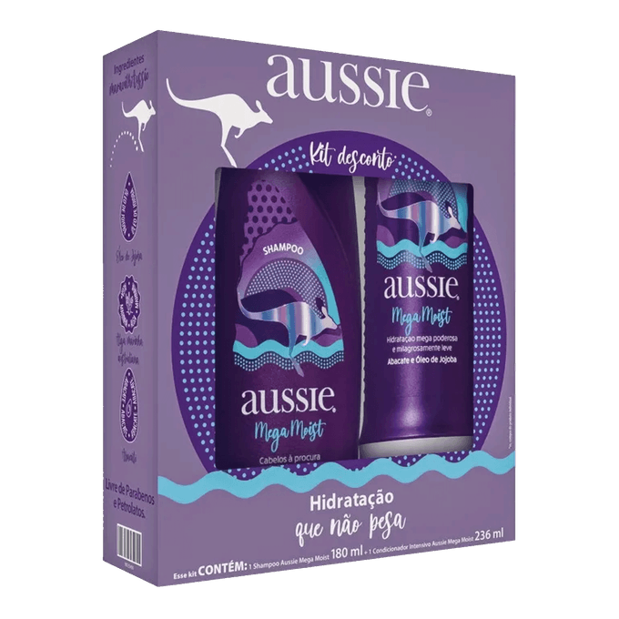 Shampoo + Condicionador Aussie Moist Hidr 180+236Ml