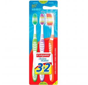 ESCOVA DE DENTE COLGATE EXTRA CLEAN MÉDIA COM 3 UNIDADES
