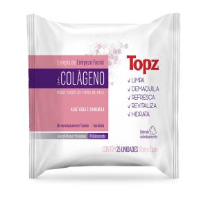 Lenço Umedecido Facial Colageno Topz Com/25 Unidades