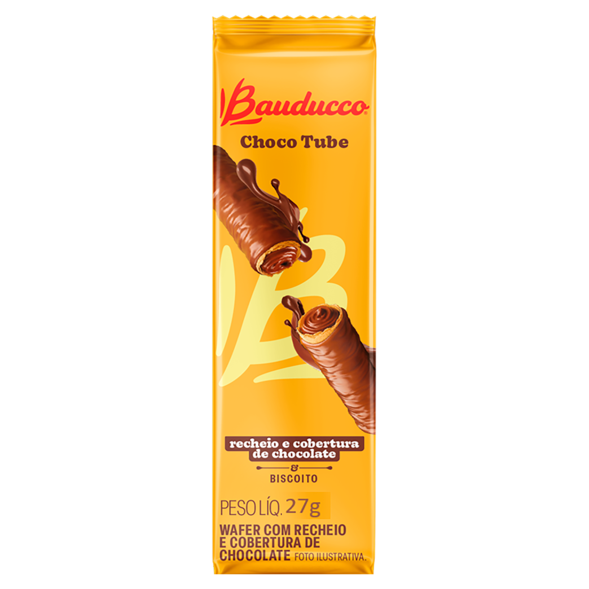 Biscoito Wafer Bauducco Com Rech E Cob Chocolate 27G