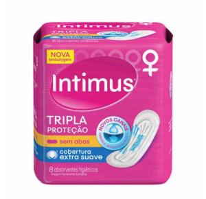 ABSORVENTE INTIMUS TRIPLA PROTEÇÃO COBERTURA EXTRA SUAVE SEM ABAS COM 8 UNIDADES