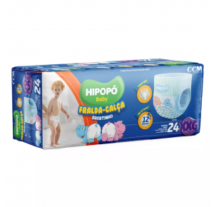 Fralda-Calça Shortinho Hipopó Baby Jumbo XXG 24 Unidades
