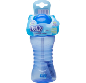 Copo Lolly Clean Canudo 300Ml Azul 7199-A