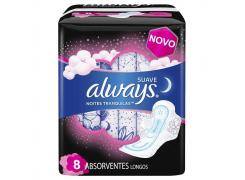 Absorvente Always Noites Tranquilas Cobertura Suave Com Abas Com 8 Unidades