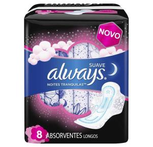 Absorvente Always Noites Tranquilas Cobertura Suave Com Abas Com 8 Unidades