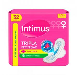 Absorvente Intimus Tripla Proteção Cobertura Seca Com Abas Com 32 Unidades