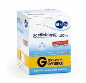 acetilcisteina 600mg Com 16 envelopes EMS GENERICO
