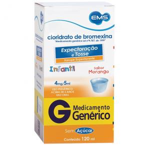 cloridrato de bromexina Xarope Pediátrico 4mg/5ml Com 120ml Genérico EMS