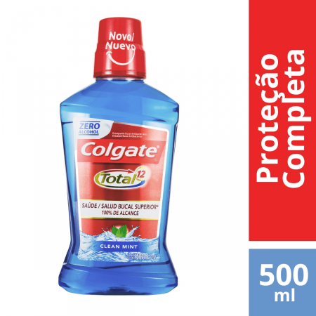 ENXAGUANTE ANTISSÉPTICO BUCAL COLGATE TOTAL 12 CLEAN MINT ZERO ÁLCOOL COM 500ML