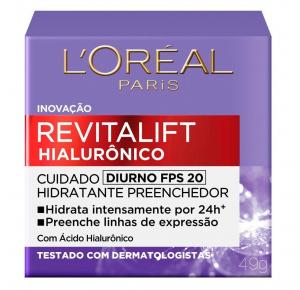 Creme Facial Diurno FPS 20 Antirrugas Revitalift HialurÃ´nico L'orÃ©al Paris 49g