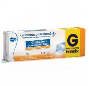 diclofenaco dietilamônio 11,6mg/g Gel Com 60g Genérico EMS