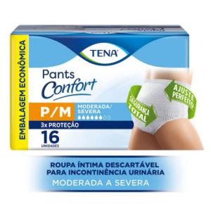 Roupa Íntima Descartável Tena Pants Confort P/M com 16 unidades