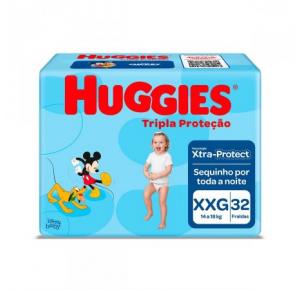 FRALDA HUGGIES TRIPLA PROTEÇÃO TAMANHO XXG COM 32 UNIDADES