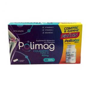 Polimag Colágeno Tipo II 40mg Com 60 Cápsulas Grátis Politabs MDK2 Com 30 Comprimidos