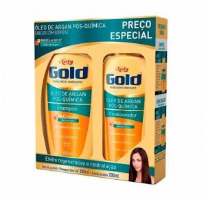 Kit Niely Gold Shampoo 300ml + Condicionador 200ml Óleo de Argan Pós-Química