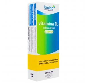 Vitamina D3 2.000 Ui Com 30 Capsulas Biolab
